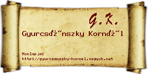 Gyurcsánszky Kornél névjegykártya